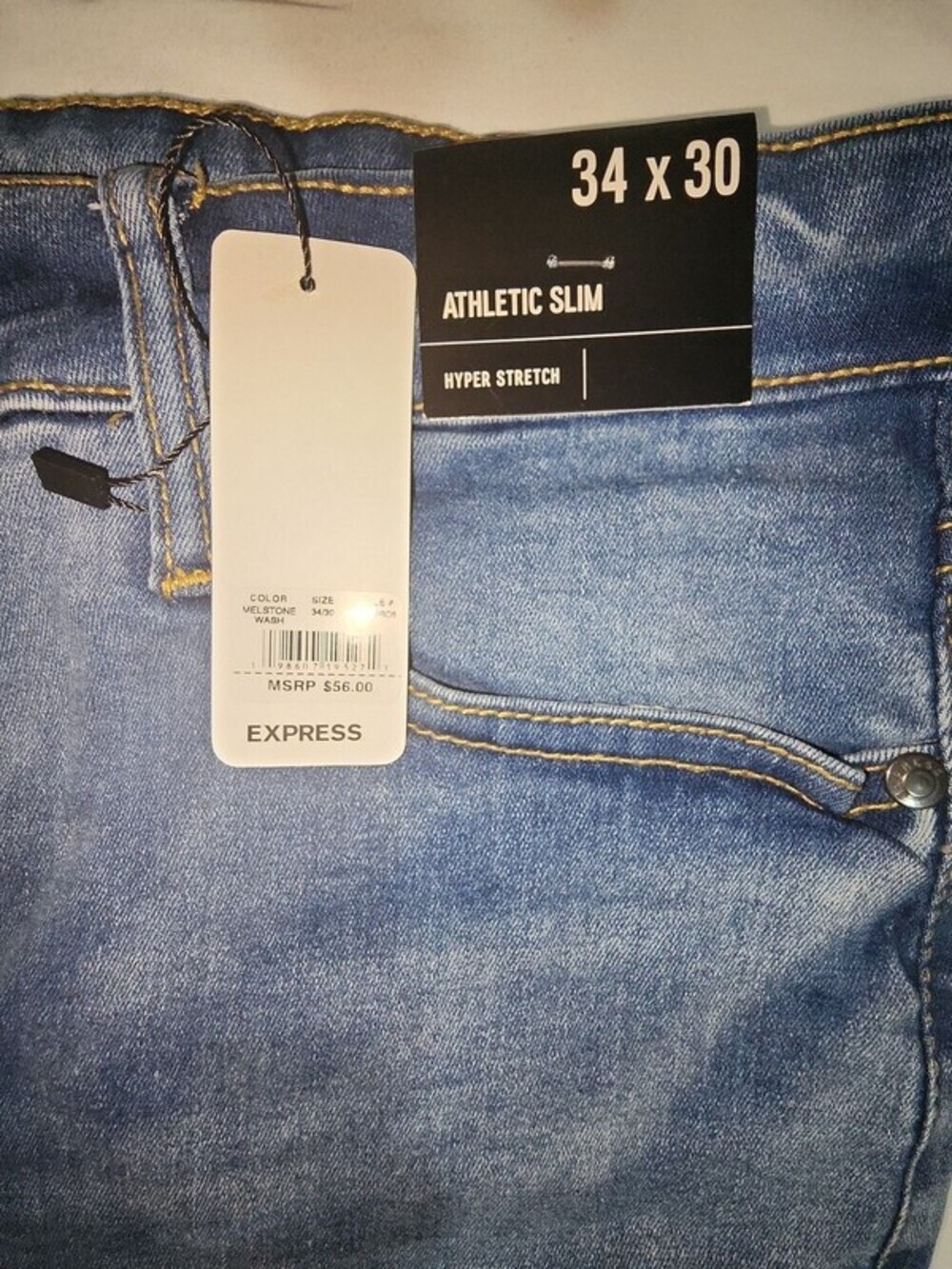 Express Athletic Slim Hyper Stretch Jeans in Melstone Wash - 34x30